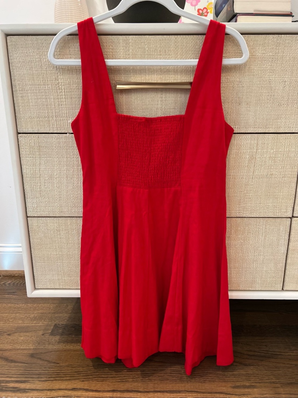 NWT GAP Red Heavyweight Square Neck Linen-Blend Mini Dress M Petite - Picture 6 of 7